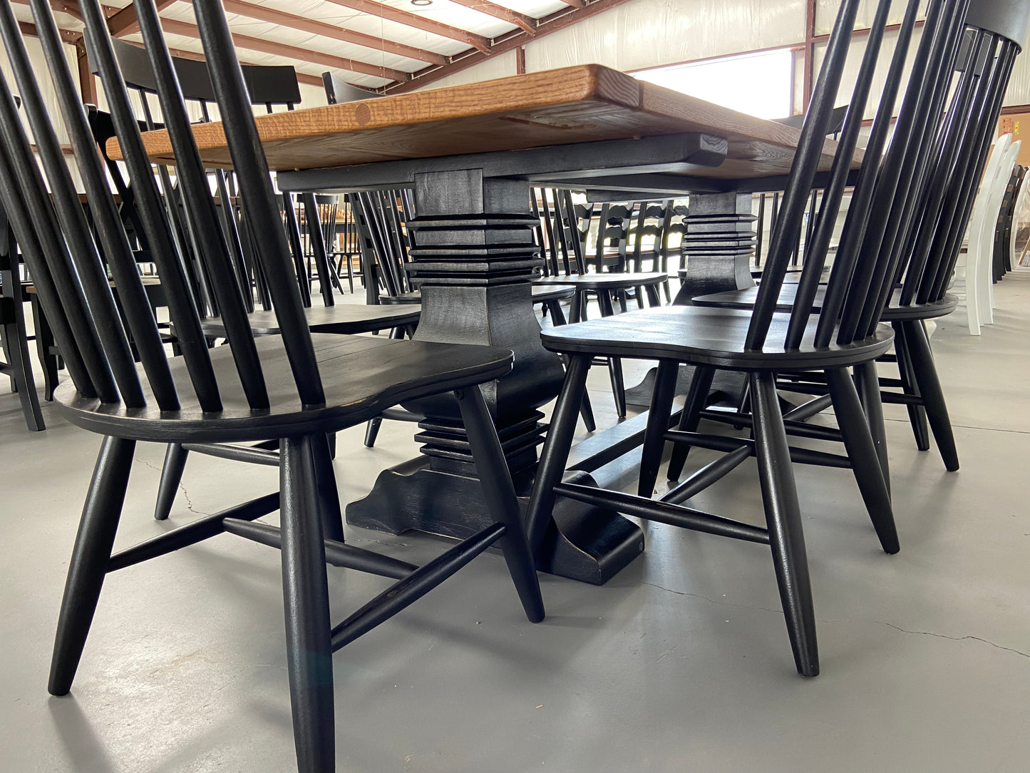 38β x 84β Square Trestle Dining Set with Reclaimed White Oak Top