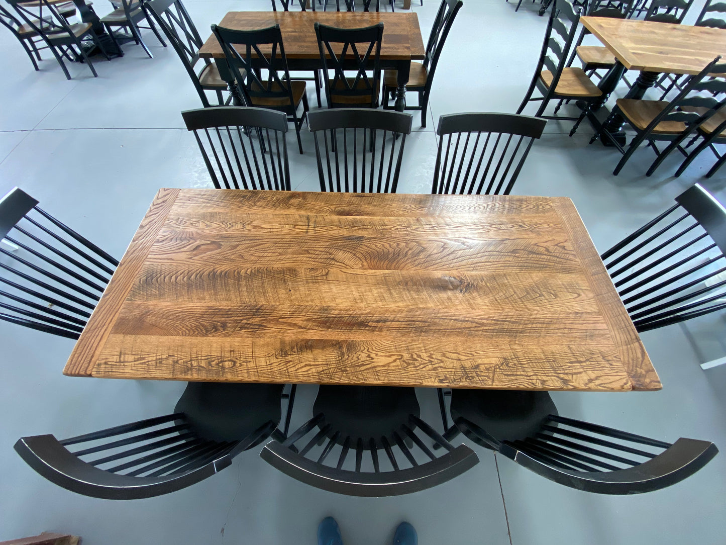 38β x 84β Square Trestle Dining Set with Reclaimed White Oak Top