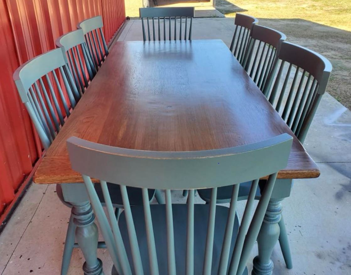 Lafayette Legs with Reclaimed Planed White Oak Top with Bread Boards